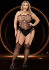 Suspender Hose Bodystocking - Black - Queen